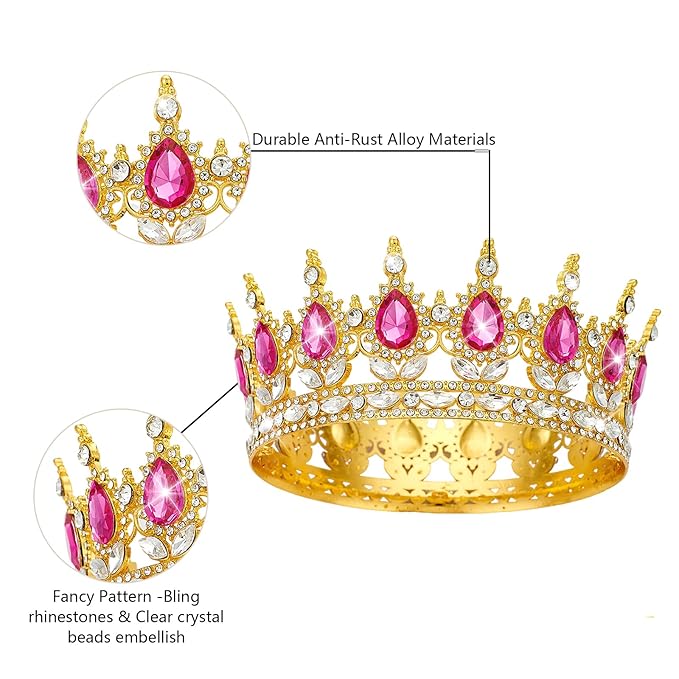 YOUlDIANZI Queen Crown Rhinestone Wedding Crowns and Tiaras for Women Costume Party Hair Accessories Princess Birthday Crown Crystal Bridal Crowns