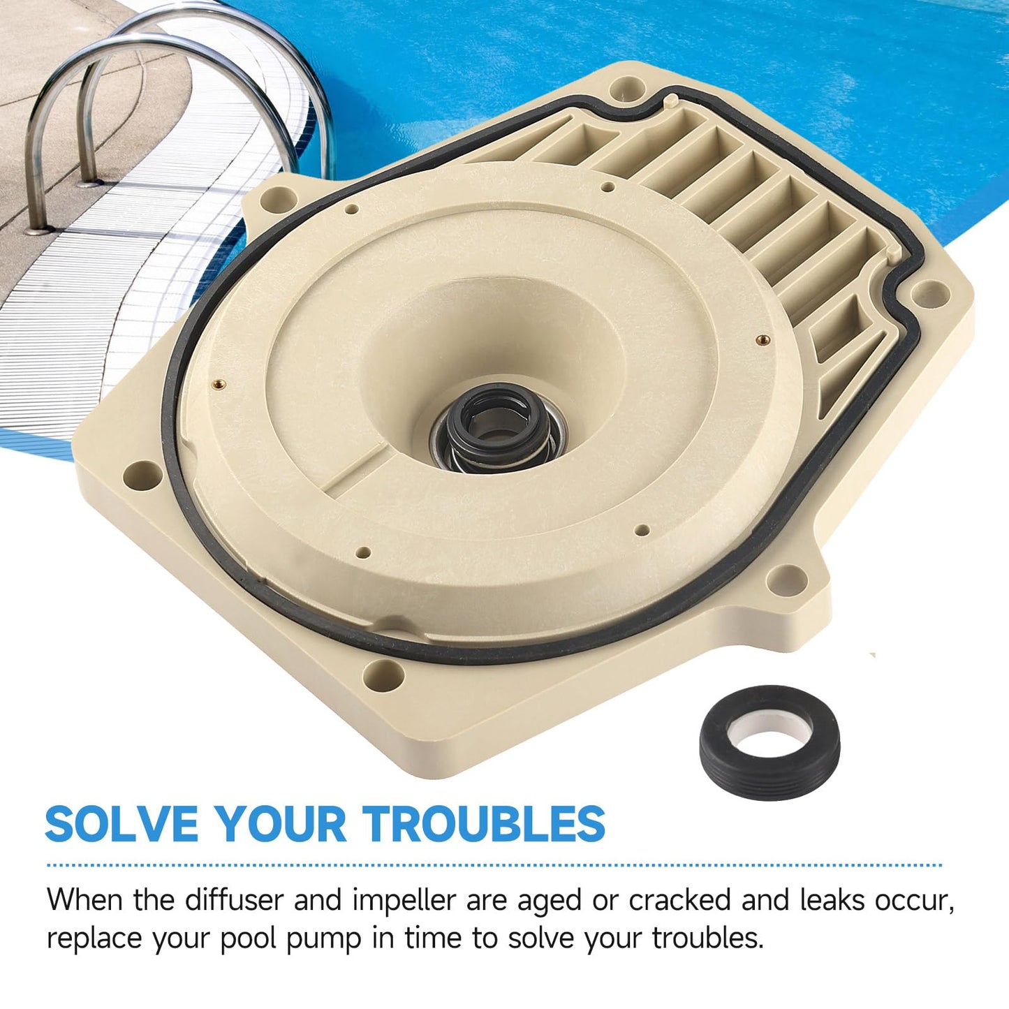 Kolasina 25357-300-000 074564 Seal Plate Fits for Pentair Whisperflo Intelliflo Swimming Pool Pump with Seal Plate Gasket & Shaft Seal PS-1000 & Drain Plugs 071131-192115