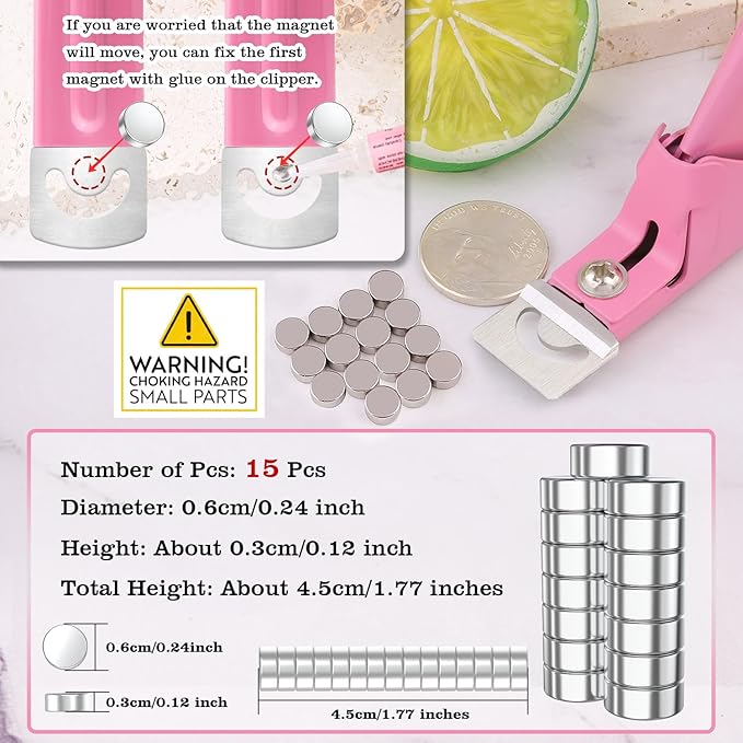 Light Pink Premium Nail Clippers with Magnets Sizers for Acrylic Nails, Artificial Fake Nail False Nail Tip Cutter Trimmer Manicure Pedicure Sharp Blade Clip Tool For Salon Home Art Beauty