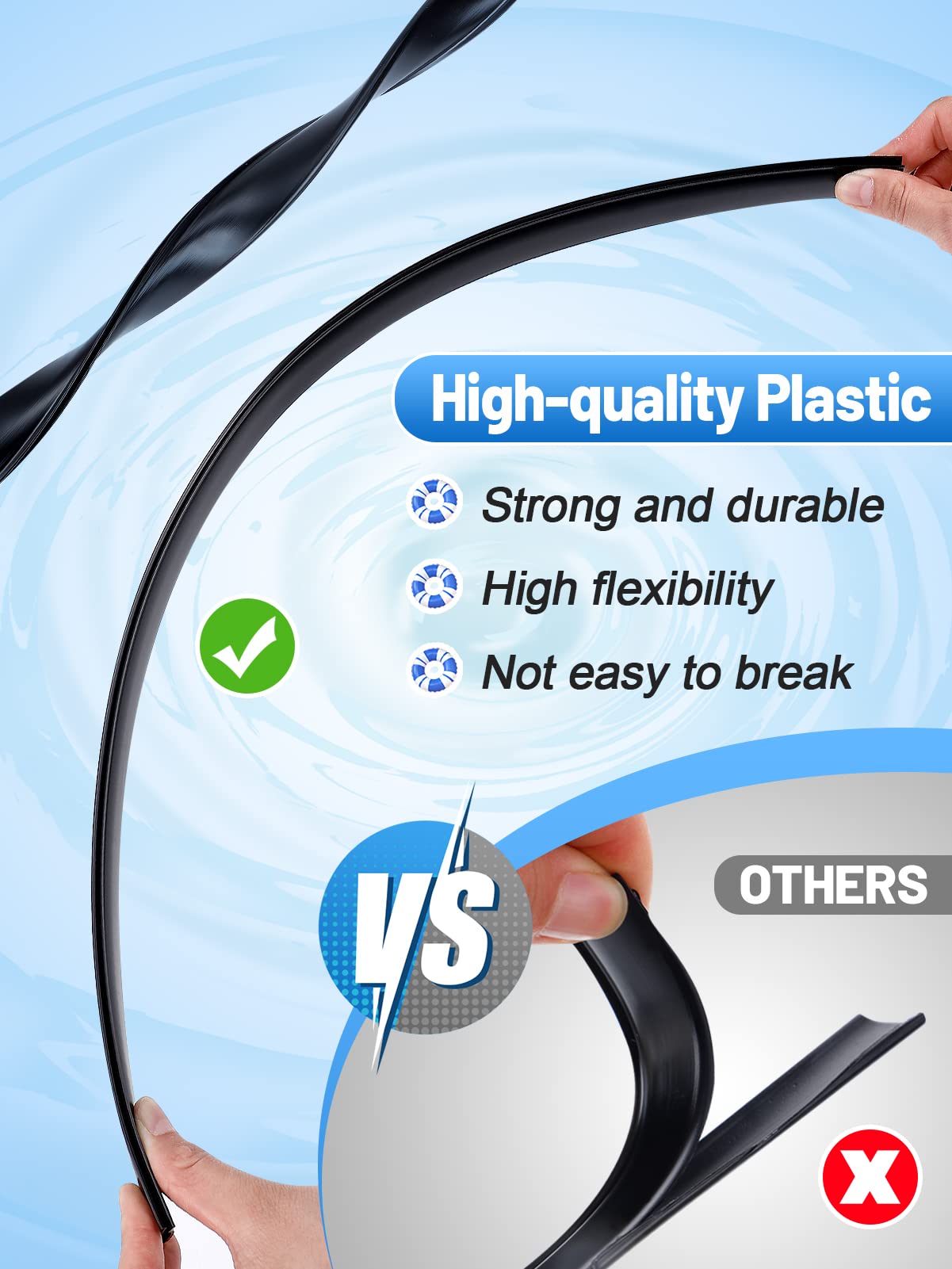 Biggun 24" Extra-Long Coping Strips for Overlap Above Ground Pool Liners - Easy to Install Swimming Pools Liner Lock Clip Replacement for 24ft Round Pool (Qty 38)