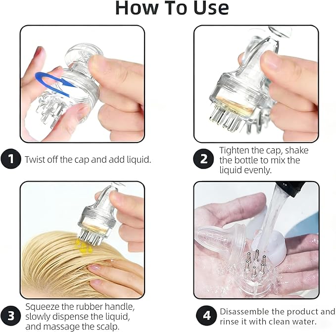 Minoxidil Applicator, Hair Oil Applicator, Scalp Oil Applicator, Mini Scalp Massager Hair Growth, Bottle Minoxidil Applicator Brush Tool, Minoxidil Application Tool with Massage Roller Ball