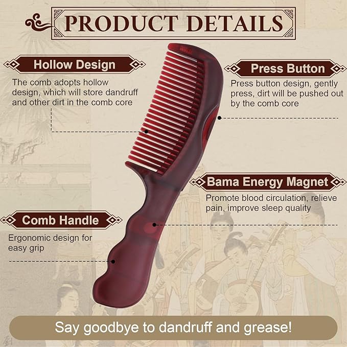2PCS Anti Dandruff Comb, Scalp Detox Comb for Scalp Build Up, Sweep Dandruff Removal Brush for Hair Care (Patented)