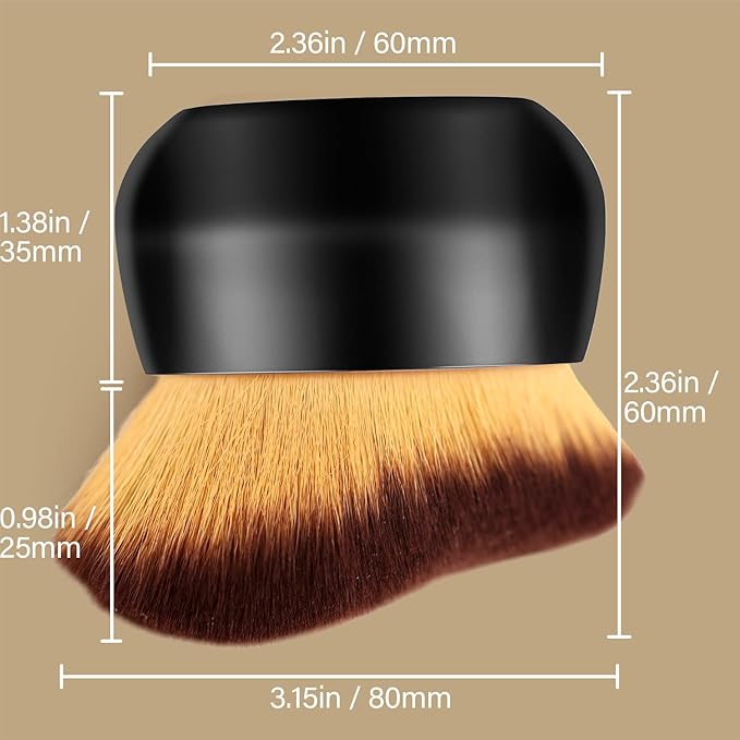 Extra Large Body Makeup Brush For Self Tanner, Leg Makeup &Bronzer Blend,75 mm Wide-headed Kabuki Brush Provides More Even &Pretty Application, Oval Face&Back Makeup Brush, Wet&Dry Use- Black