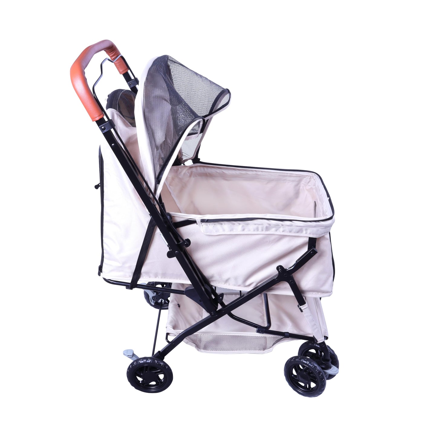 FOURPAW Reversible Pet Stroller (4 Wheels for Cats and Dogs) for Small and Medium Pets up to 33 lbs.Khaki