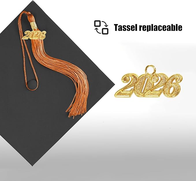 Graduation Cap with 2026 Tassel Year Charm Black Graduation Cap for High School & Bachelor