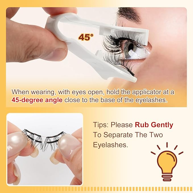 QUEWEL Magnetic-Eyelashes with Applicator, Upgrade 1 Pair Soft Magnetic Lashes, No Glue Needed Reusable Magnetic Eyelashes So Soft and Suitable for Beginners (Soft-Magnetic-A)