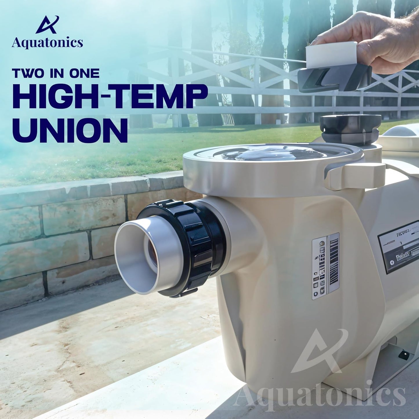 Aquatonics High-Temp Joints – 2-Pack 1-Set Hi Temp Union Compatible with Whisperflo, Intelliflo – 2" Threaded Connectors for PVC Pipes – 2-inch PVC Union Replacement for Pool Pumps