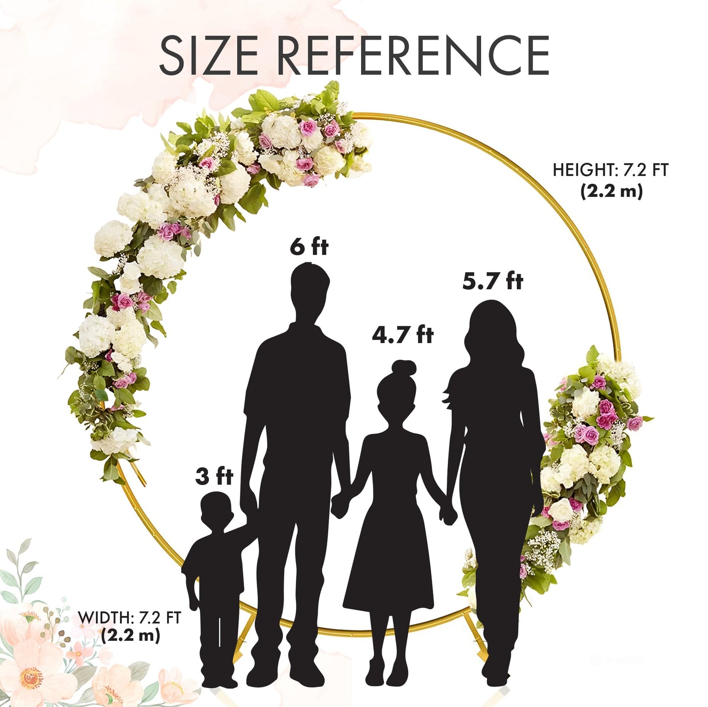 Round Backdrop Stand - Rust Free Iron Made 7.2 Ft Gold Circle Backdrop Stand for Parties, Arch for Balloons - Portable & Easy to Assemble Wedding Arch Frame - Sturdy & Stable, Handles Wind Outdoors