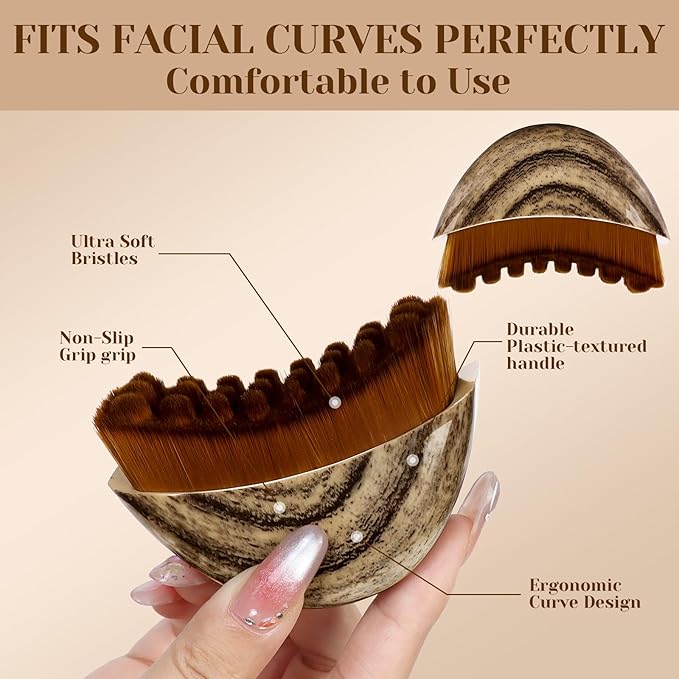 2026 New Lymphatic Contour Face Brush, 2 PCS Manual Lymphatic Drainage Massager, Natural Makeup Brushes with Durable Soft Bristles, Ergonomic Facial Cleansing Brush for Sculpting L