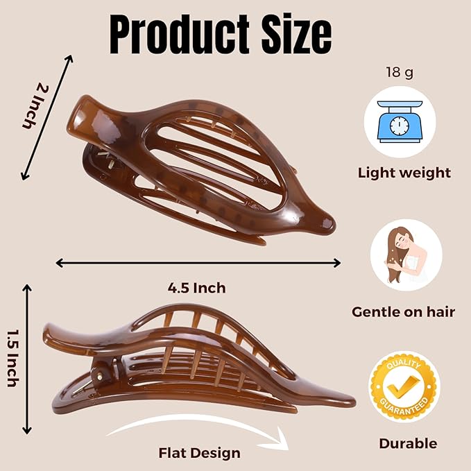 8 Pack Jelly Style Flat Hair Clips – Translucent Claw Clips in Pink, Brown, Beige, Green, Cute Matte Hair Accessories for Girls & Teens, Kawaii Y2K Styling Barrettes for Summer