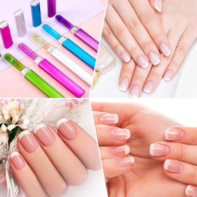 Mudder 5 Pack Glass Nail File with Case for Women Double Sided Crystal Fingernail File for Natural Nails Manicure Care Women Gift(Classic Pattern)