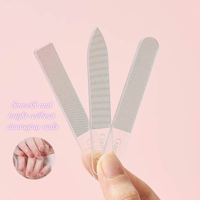 3PCS Glass Nail Files for Natural Nails - Reusable High-Quality Glass Nail File with Fine Abrasive Particles, Trims Shines and Buffs Nails, Safe Nail-Friendly Physical Polishing