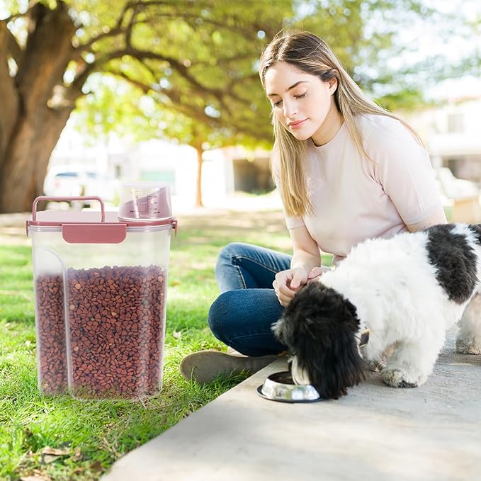 5Lbs Airtight Cat Dog Food Storage Container with Upgraded Large Nozzle BPA-Free, Pet Food Storage Containers for Rice, Grain, Pet Food, Flour, Dog Treat Storage (Pink+Lake Blue, 5L-2pack)