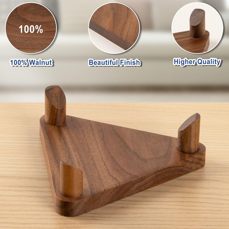 PUERSI Ball Stand Display Stand Set of 3, for Basketball Football Soccer Volleyball, Walnut Ball Holder Case Rack
