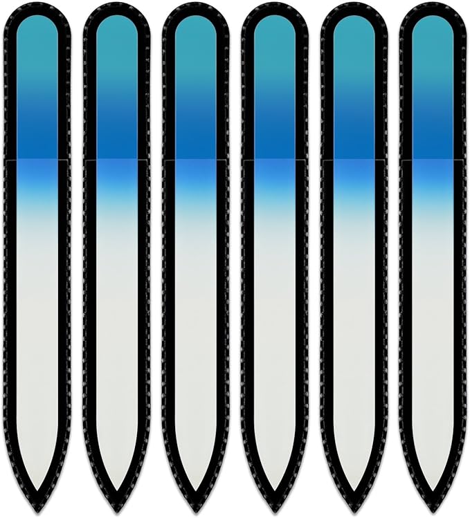 Mont Bleu Rainbow Crystal Nail File in Black Pouch - Czech Tempered Glass - Handmade in Bohemia (Czech Republic)