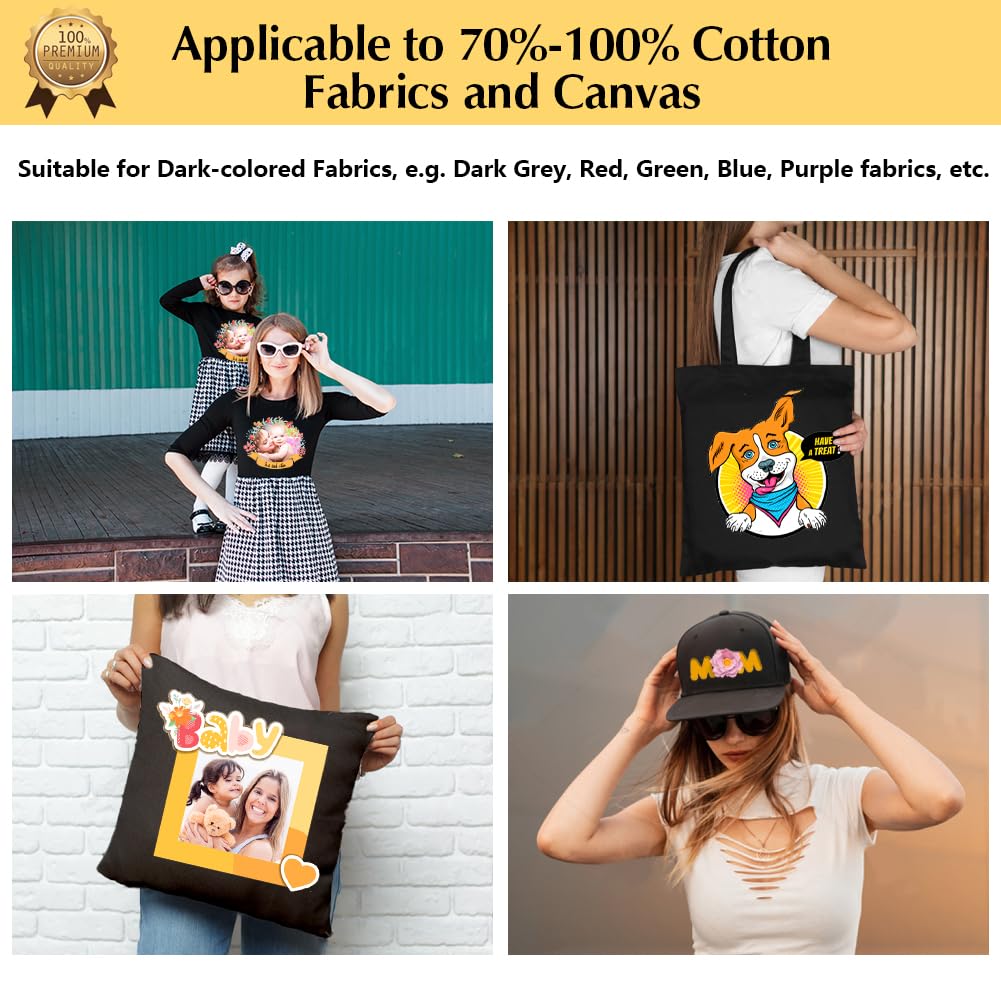 TransOurDream Heat Transfer Paper for Dark T Shirts(20 Sheets, 8.5x11),Printable HTV Heat Transfer Vinyl for Inkjet Printers