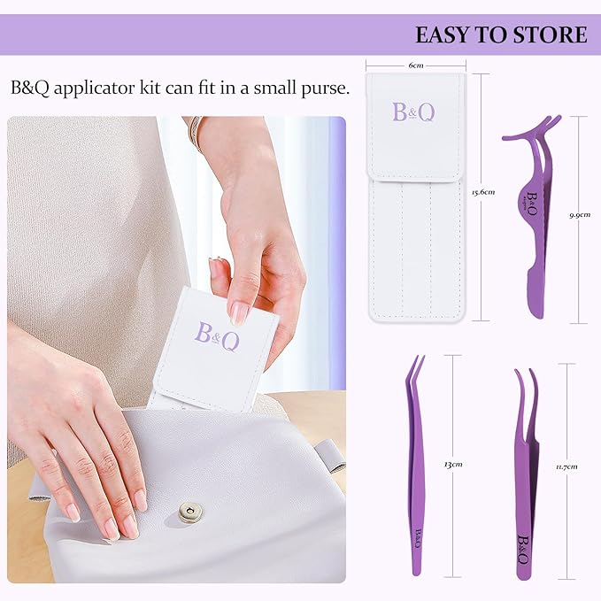 B&Q Eyelash Applicator Tool 3 PCS Lash Applicator Tool Kit Lash Tweezers for Eyelash Extensions Application Tool and Removal Ã¯Â¼ÂPurple,3 PCSÃ¯Â¼Â