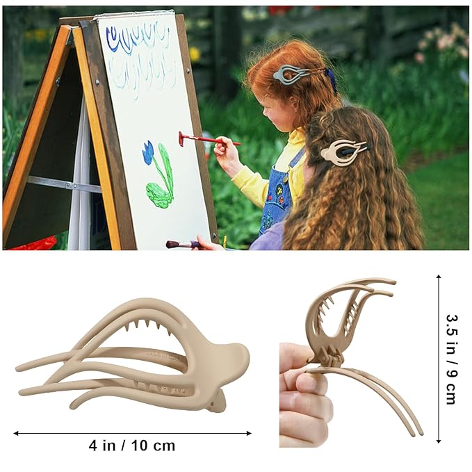 French Concord Flat Hair Clips for Women Girls - 6PCS Matte Curved No Slip Hair Claws for Volume and Strong Hold (Medium, 4"")