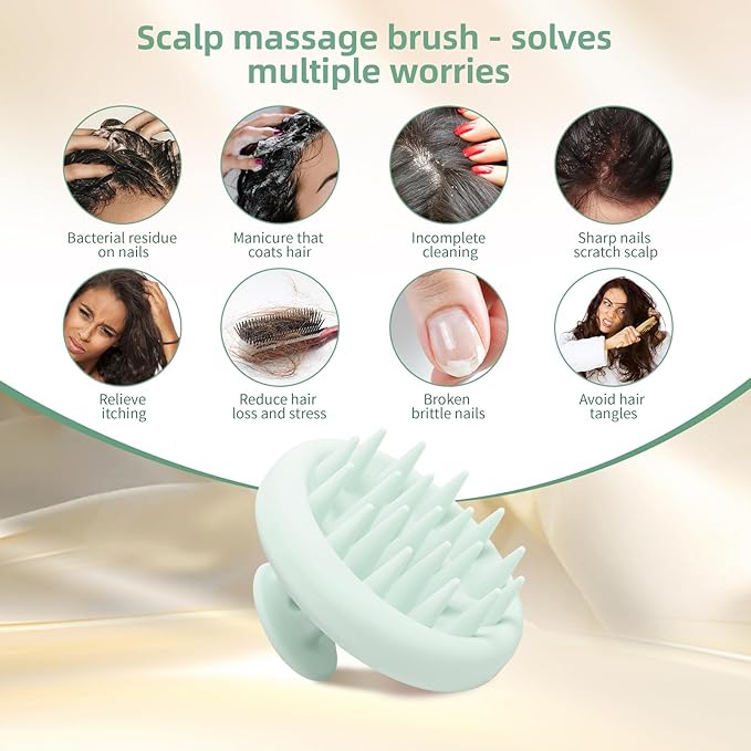 Scalp Massager Shampoo Brush, Scalp Massager Hair Growth & Dandruff Removal, Scrubber Scalp with Soft Silicone Bristles, Wet&Dry Ã¢ÂÂHair Brush for All (Mint Green)