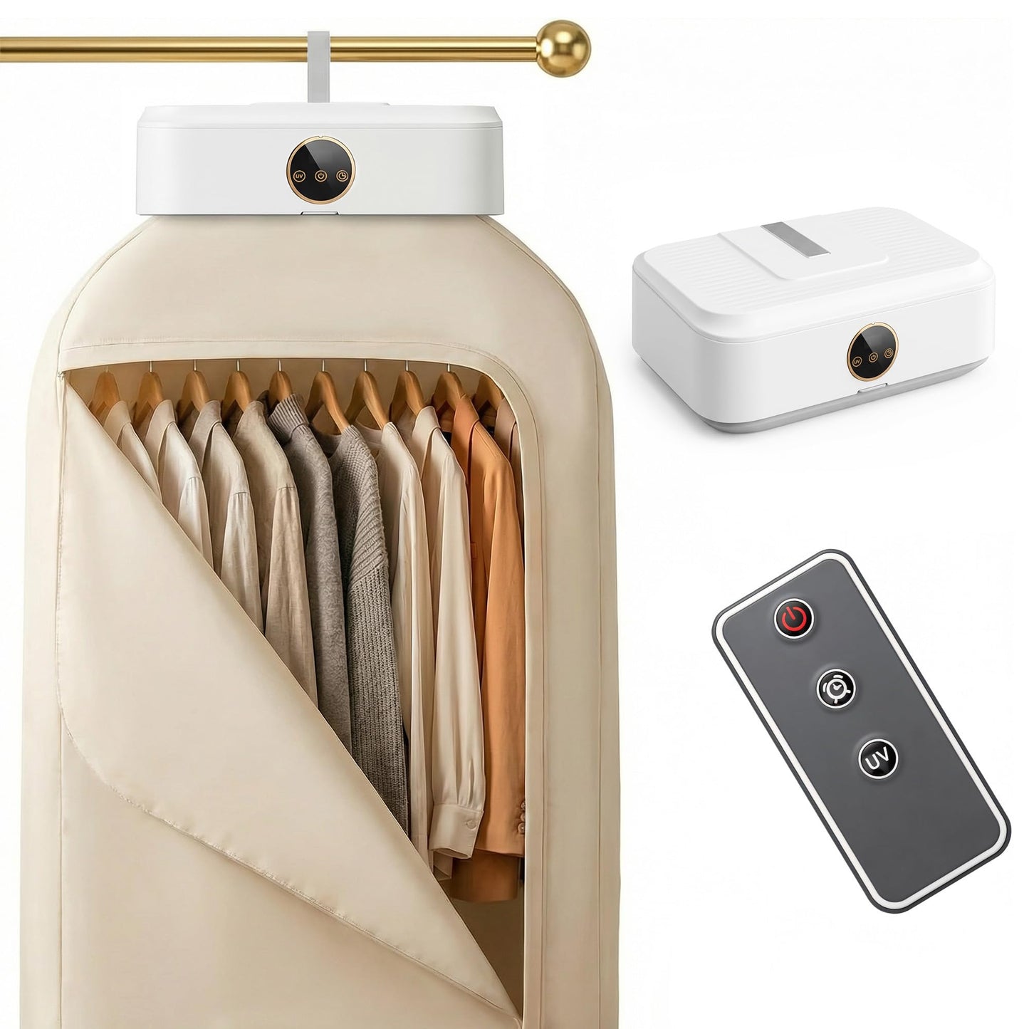 KAIUNTECLG Portable Clothes Dryer, 600W Fast Drying Mini Dryer for Apartments, Travel and RV, Compact Quiet Machine with Remote Control, 3 Timer Settings and Foldable Dry Bag
