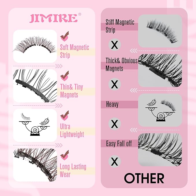 Soft Magnetic Eyelashes Natural Look Wispy Magentic Lashes Reusable Magnetic Eyelashes with Applicator No Glue Needed Press on Brown Magnetic Lashes Quick to Wear by JIMIRE