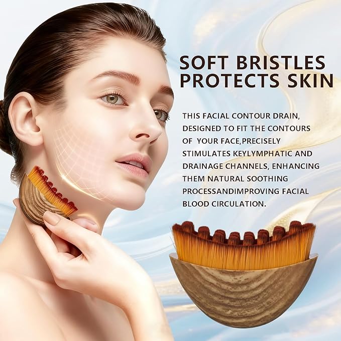 3 Pack Lymphatic Contour Face Brush, Lymphatic Drainage Contour Face Brush Massager with Prtective Case, Fit The Skin Precisely