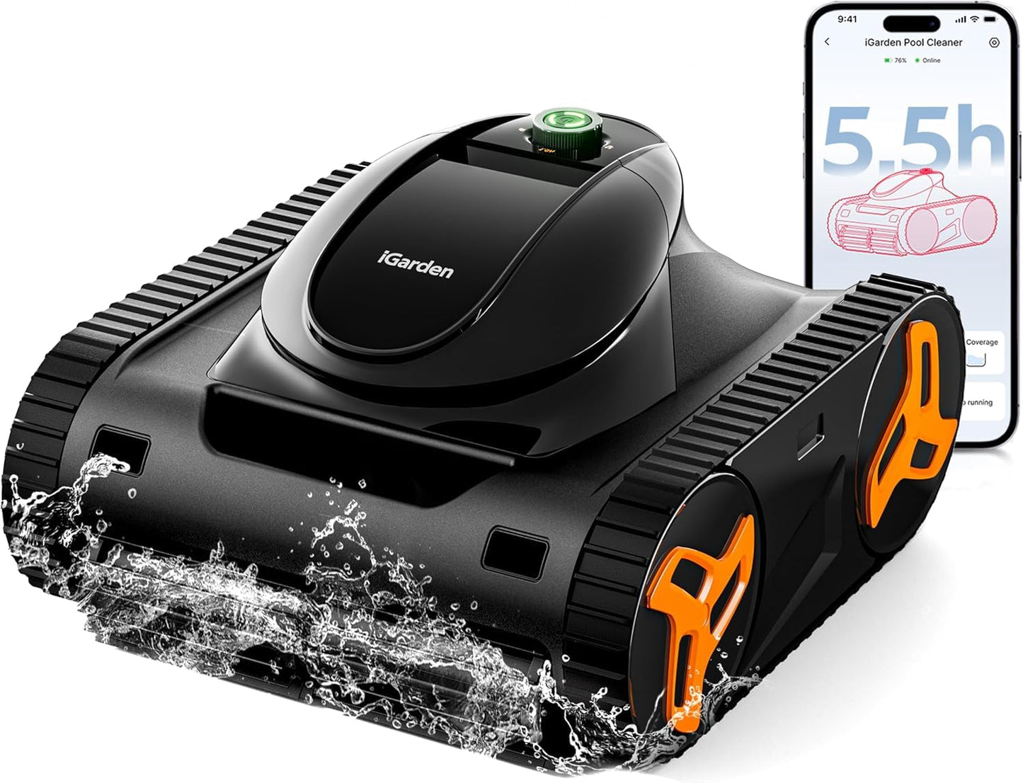 iGarden Robotic Pool Cleaner KN Series, 330-Min Runtime, Smart 3D Navigation, Full-Inverter Energy-Saving Tech, Cleans Floor, Wall & Waterline, for Above-Ground & Inground Pools