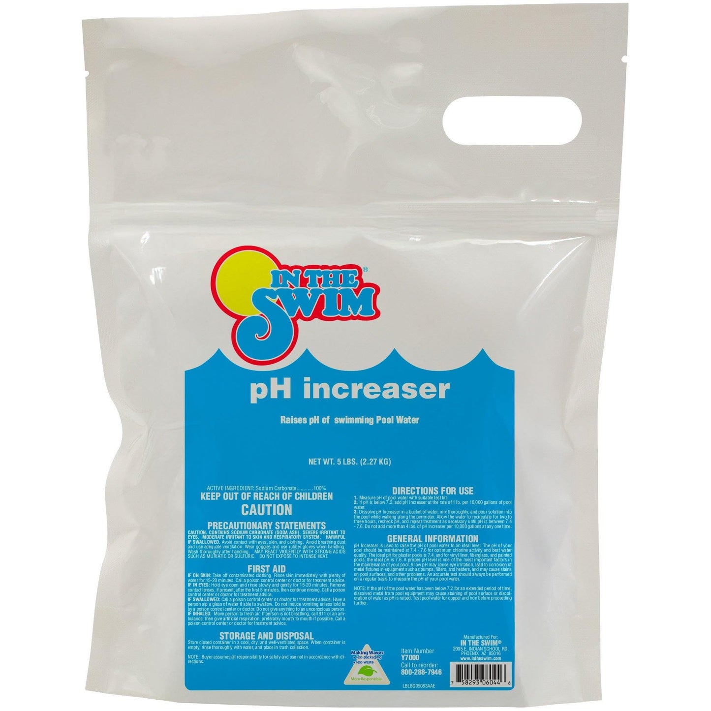 In The Swim pH Increaser for Pools - Granular 100% Sodium Carbonate (Soda Ash) to Raise pH Up - 5 Pounds