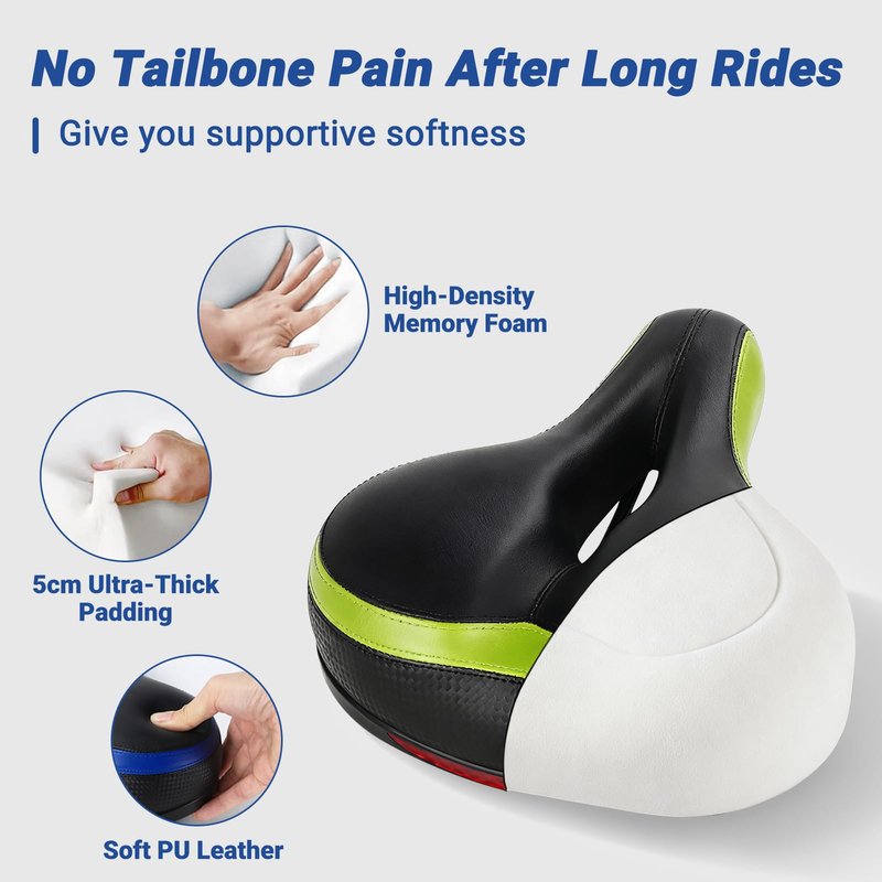 TONBUX Wide Bike Seat for for Men & Women, 6cm Padding Comfortable Peloton Bike Seat Cushion, Large Bicycle Seat for Peloton Bikes, Stationary Bikes, Ebike