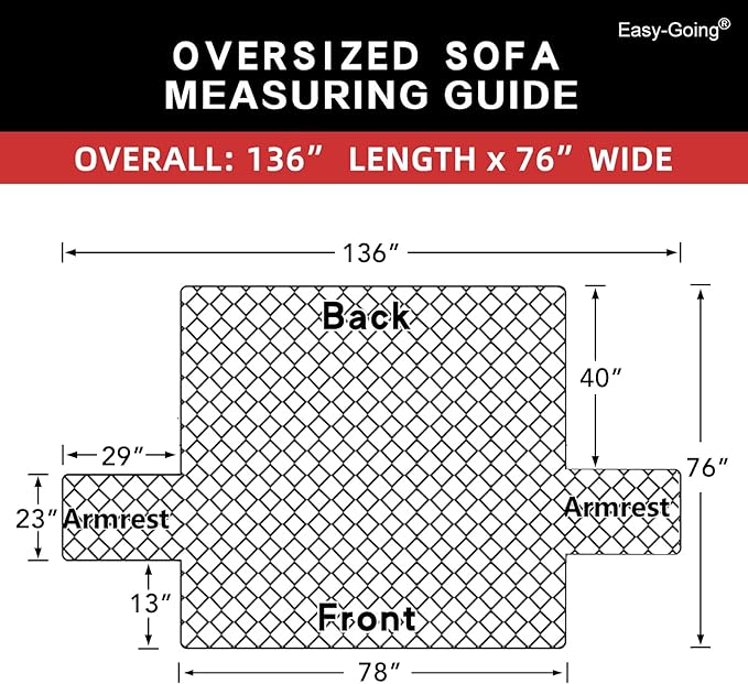 Easy-Going Reversible Oversized Couch Cover for 3 Cushion Couch Sofa Cover for Dogs Water Resistant Furniture Protector Cover with Foam Sticks for Pet (Oversized Sofa, Brown/Brown)