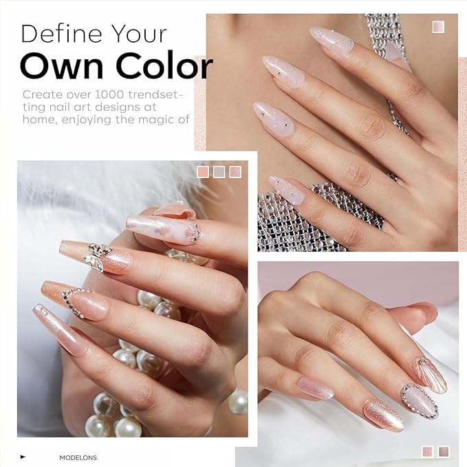 modelones Gel Nail Polish Set, Nude 6 Colors Neutral Gel Polish Skin Tone Pink Glitter Nail Polish Shimmery Pear Gel Polish Starter Kit Soak Off All Season LED Soapnails Manicure DIY Salon