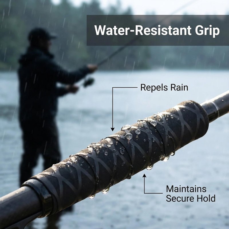QBGTFAK Shrink Tubing for Fishing Rod Handles,Shovel Handle,Motorcycle Handgrips,garden tools handles Much Better Grip,Black Textured Shrink Wrap 45mm*1 Meter