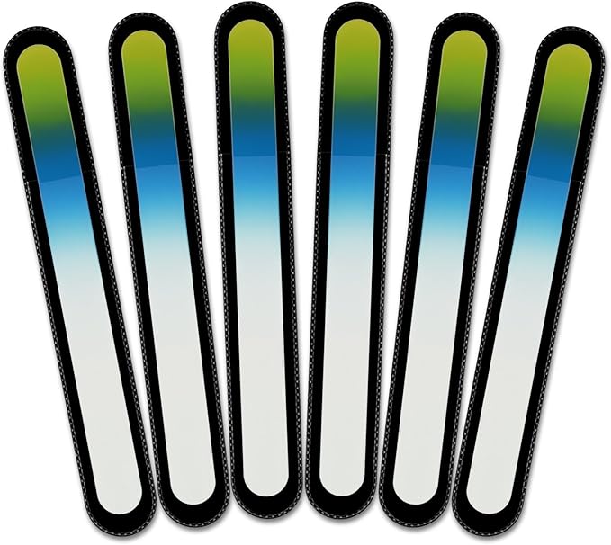 Mont Bleu Rainbow Crystal Nail File in Black Pouch - Large/Professional Size - Czech Tempered Glass - Handmade in Bohemia (Czech Republic)