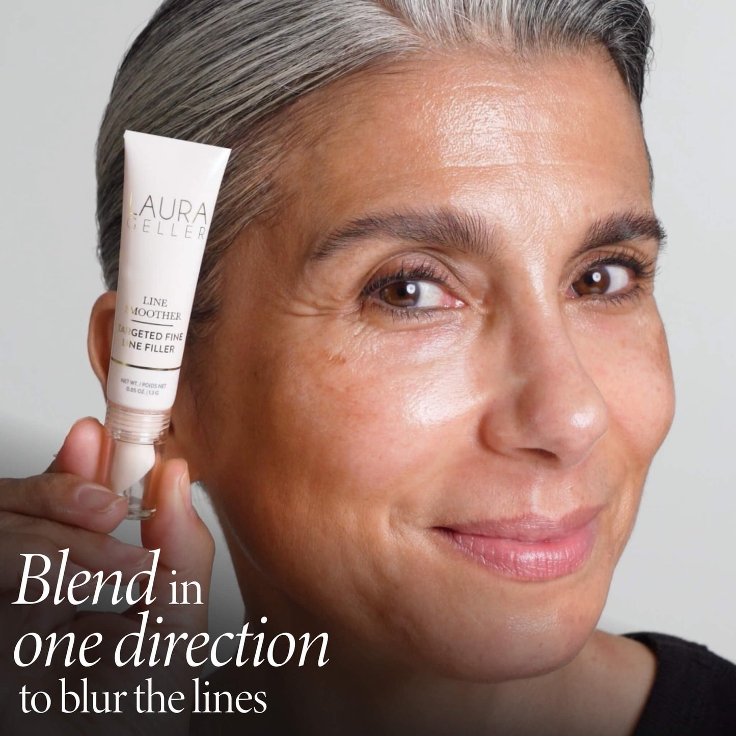 LAURA GELLER Line Smoother Targeted Fine Line Blurring Primer | Wrinkles & Pores, Subtly Tinted, with Vitamin C & Niacinamide for Mature Skin