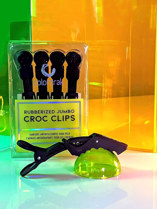 Colortrak Rubberized Jumbo Croc Clips - 4 Pack, Rubberized Finish Croc Clips to Prevent Slippage, Stain Resistant, Ergonomic Grip, Double-Hinged Design, 5.3" Long