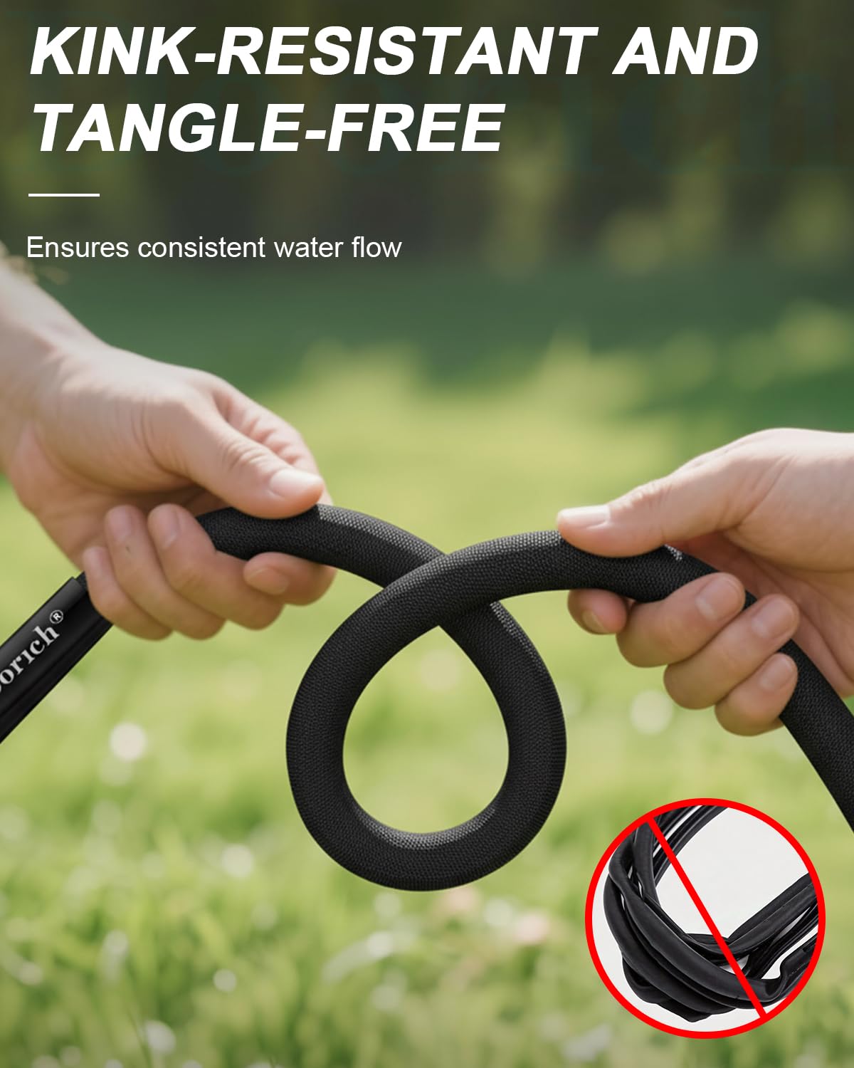 Doorich Garden Hose, Lightweight, Ultra Flexible, Durable, Kink-Free Water Hose with Valve - Made of TPU, Drinking Water Safe Material, Non-Shrinking, Easy to Store, All-Weather, Black (25 FT)