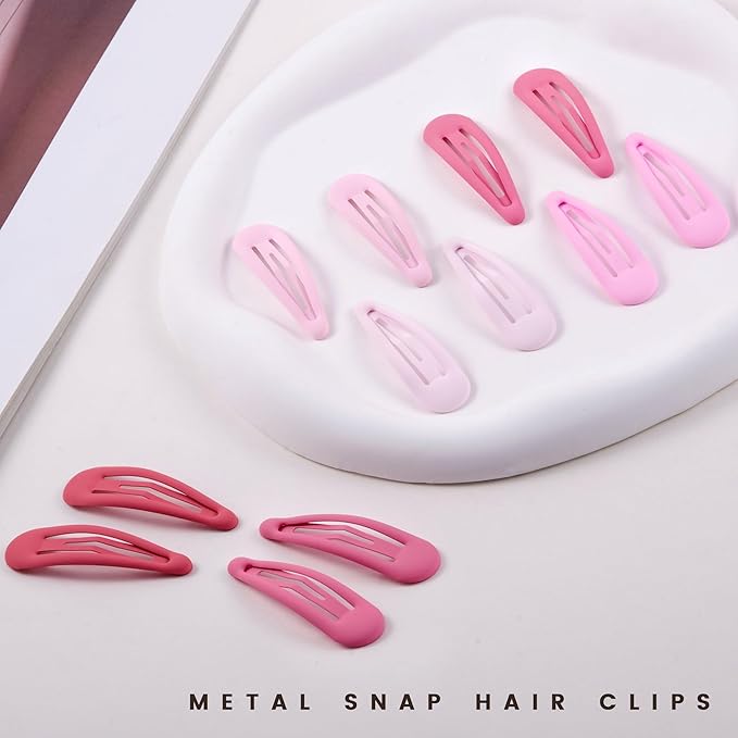Small Hair Barrettes For Women No Slip Metal Snap Clips For Thin And Fine Hair,Matte Multiple Pink,20 PCS,1.97 x 0.5 Inch.