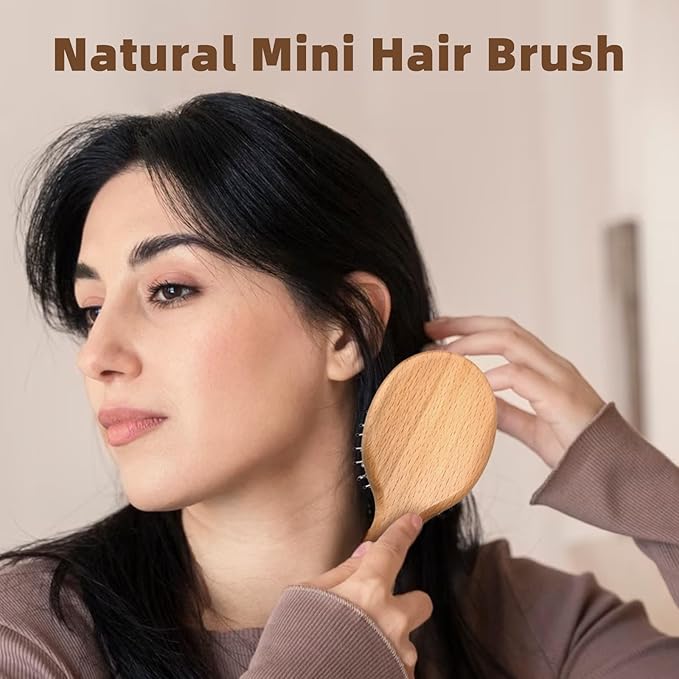BLACK EGG Hair Brush Mini Boar Bristle Hairbrush for Thick Curly Thin Long Short Wet or Dry Hair Detangle Massage Add Shine