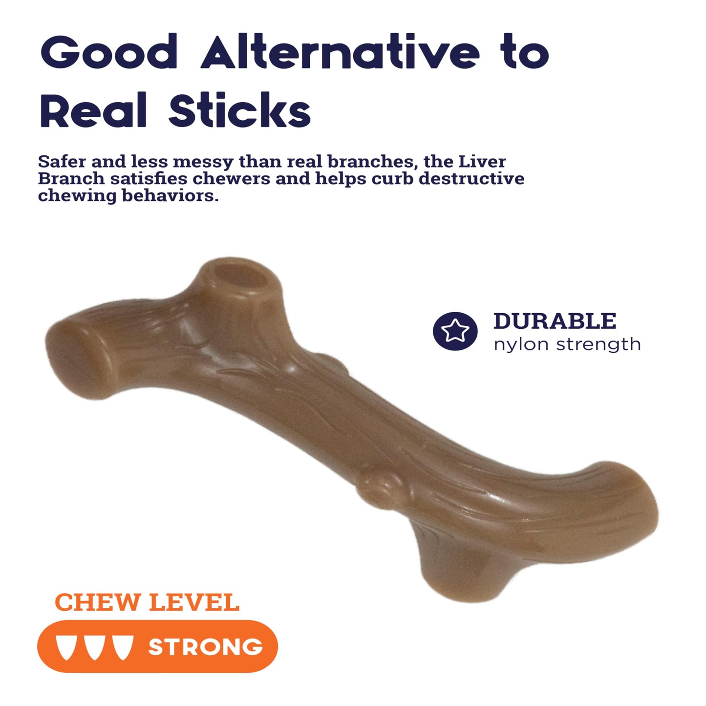 Petstages Liver Branch Stick Dog Chew Toy – Beef Liver Flavor, Stick Alternative, Durable Nylon Design, Large