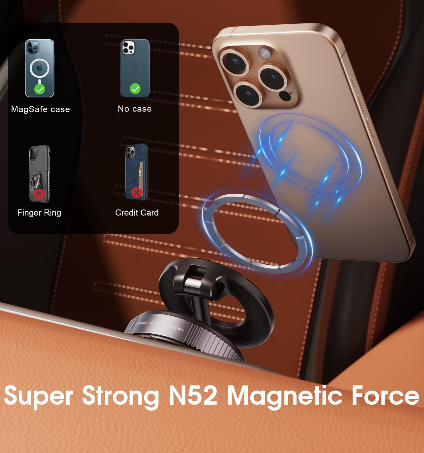 REOKILY 2026 Upgraded Vacuum Magnetic Car Phone Holder 360° Reinforced 96LBS Ultra Suction Cup Phone Mount for MagSafe Cell Phone Holders for Your Car/Gym/Mirror Mount for iPhone & Android