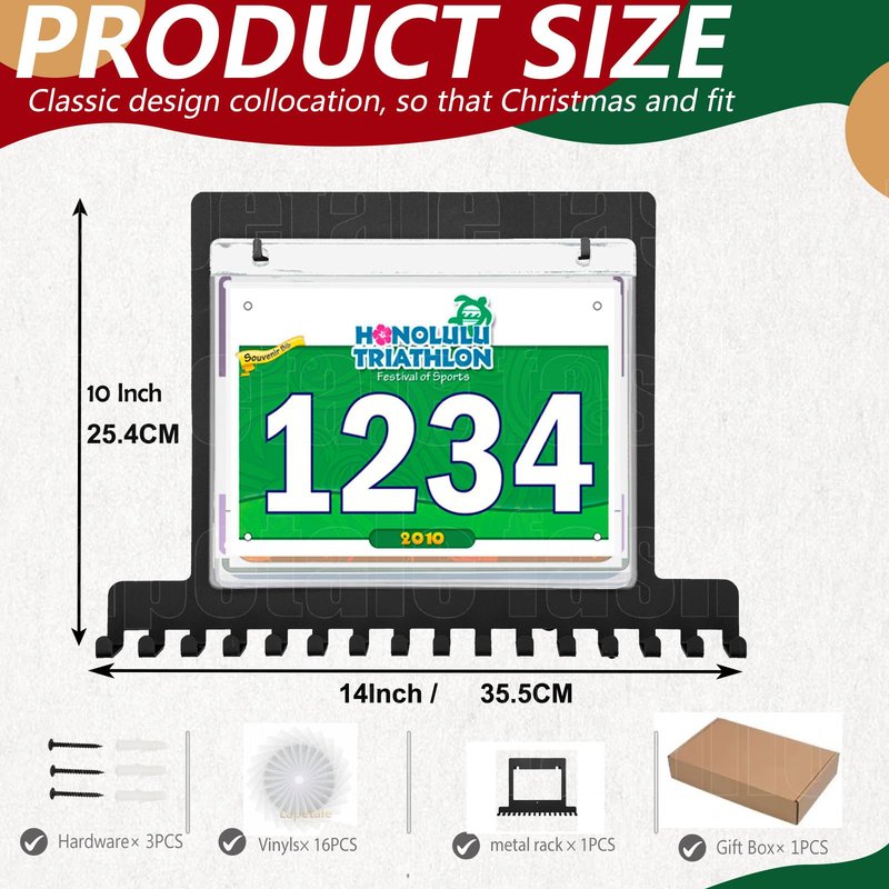Lapetale Fashion Race Bib and Medal Display,Marathon Medal Display and Runner Medal Hanger Display,Bib Running Medal Display, Running Medal Hanger Display,Medal Holder for Wall,Gifts for Runners16