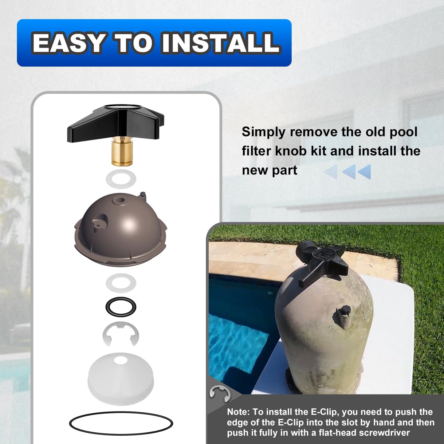AUTOBABA CX900G Pool Filter Locking Knob Kit Compatible with Hayward Star Clear Plus Cartridge Filter Series C751, C900 & C1200, CX900DA Knob Kit with CX900D, CX900J, CX900H, CX900W, ECX1322A, CX900F