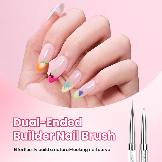 Beetles Nail Art Brush for Builder Double-Ended Gel Nail Art Design Pen Painting Tools Fingernail Brush Nails Cleaning Brush Nails Liner Brush Salon Diy at Home