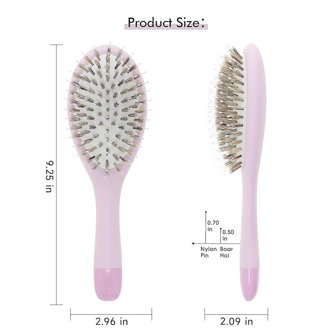 Boar Bristle Hair Brush -boar bristles + nylon pinsÃ¯Â¼Â Smoothes & Detangles All Hair Types, Hairbrush for Women, Men & Kids, Distributes Oils for Natural Shine & Stimulates Scalp