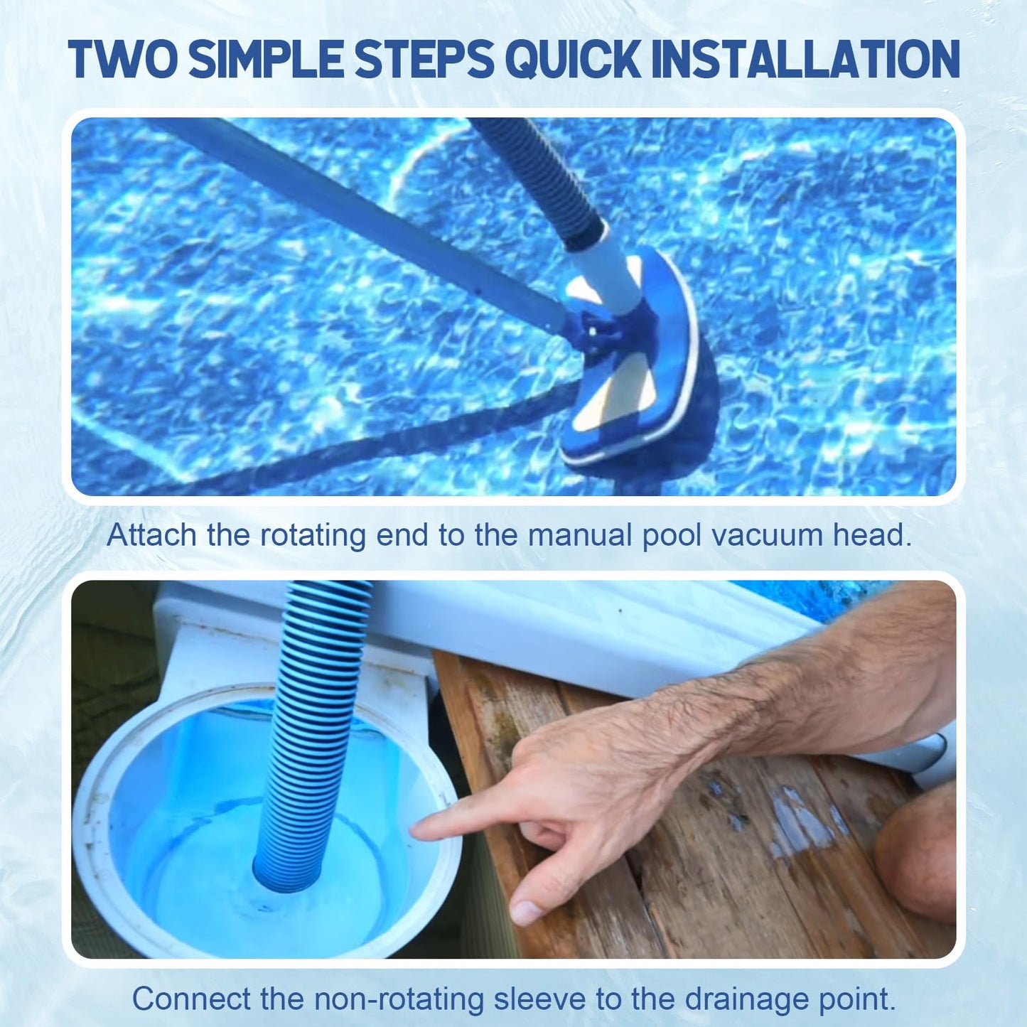 BEWAVE Pool Vacuum Hose, Above/In Ground Manual Heavy Duty Swimming Pool Hose with Swivel Cuff, 1-1/2 In x 30 Ft