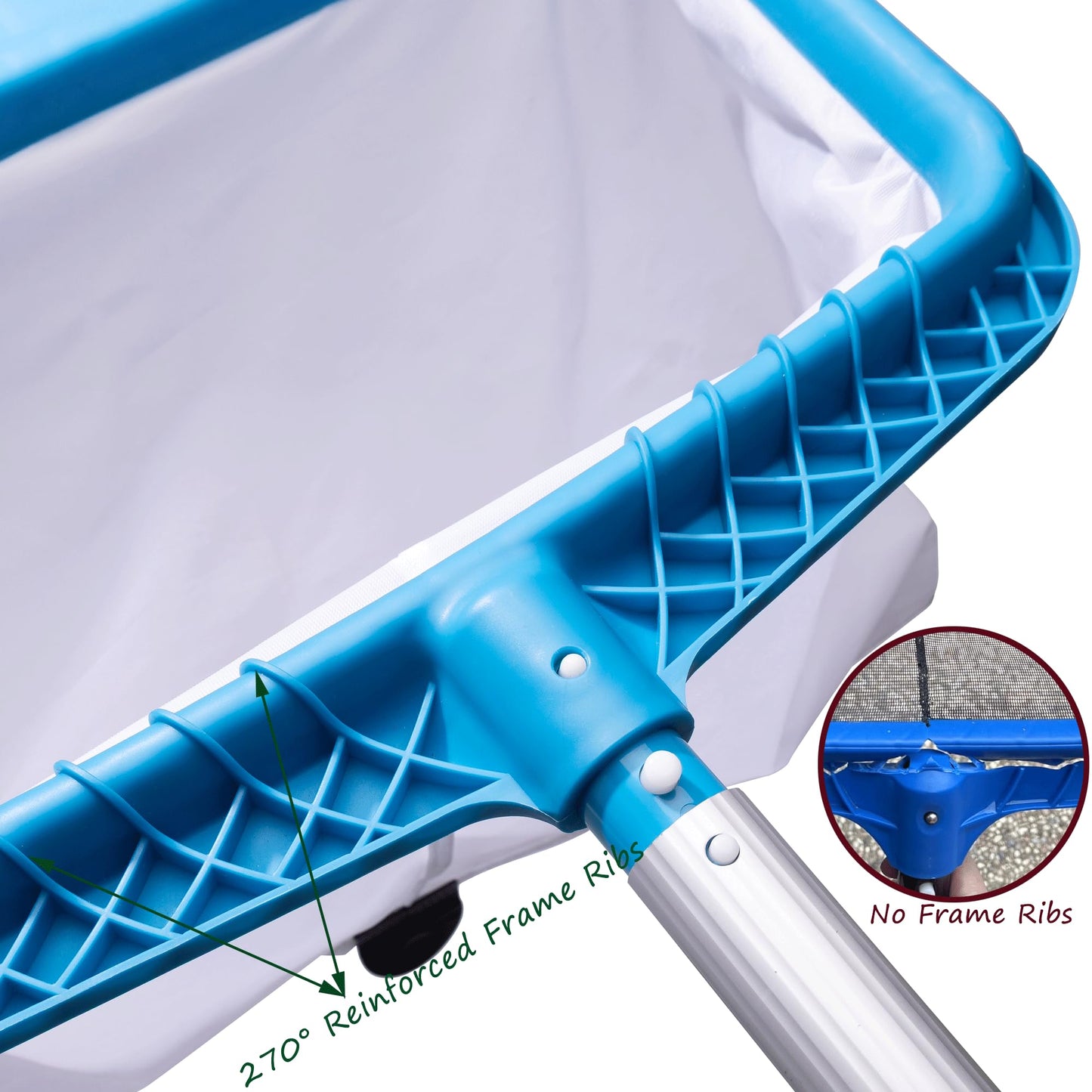 DABOVIN Professional Pool Bottom Skimmer Net for Cleaning Pollen Bugs, Ultra Fine Mesh Leaf Rake with Sturdy Plastic Frame