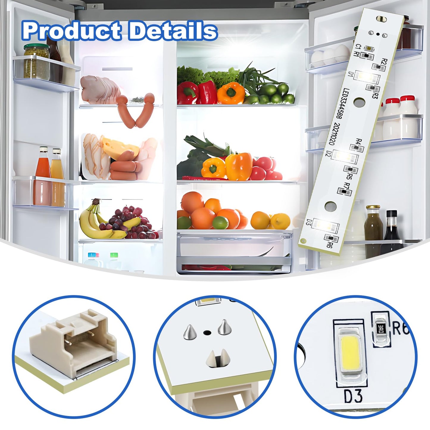WR55X26671 LED Refrigerator Light Board GE refrigerator Part PS11767930 AP6035586(2 Pack)