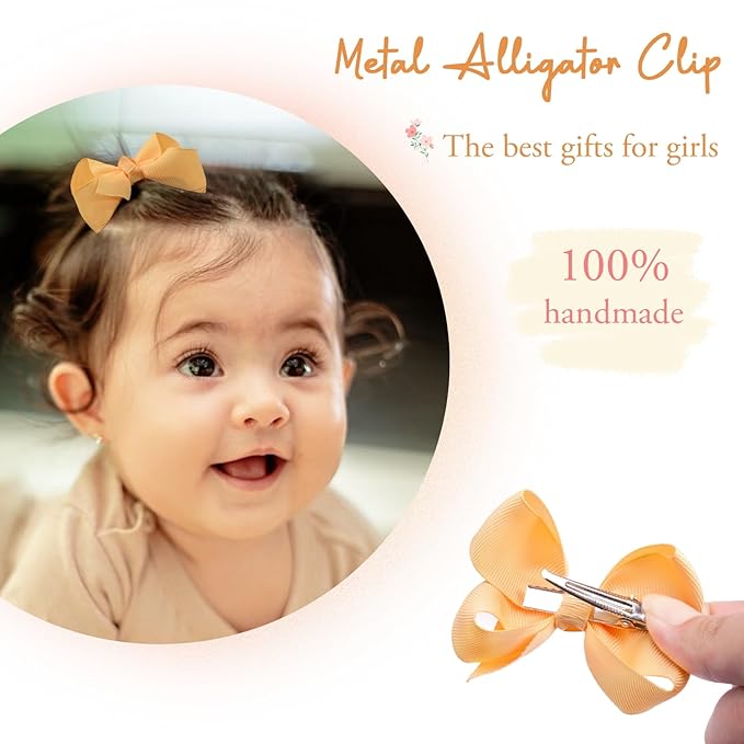 JOYOYO 20Pcs 3Inch Hair Bows for Girls Grosgrain Ribbon Bow Toddler Hair Accessories with Alligator Clips