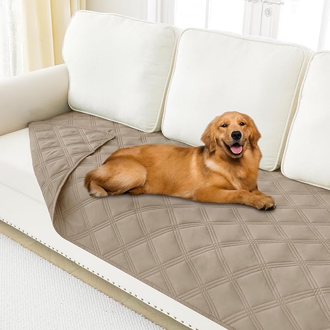 Smiry Waterproof Dog Bed Cover Blanket 40x80, Soft Reversible Pet Blanket, Washable Leakproof Cats Dogs Couch Cover for Sofa, Couch, Furniture, Taupe/Taupe