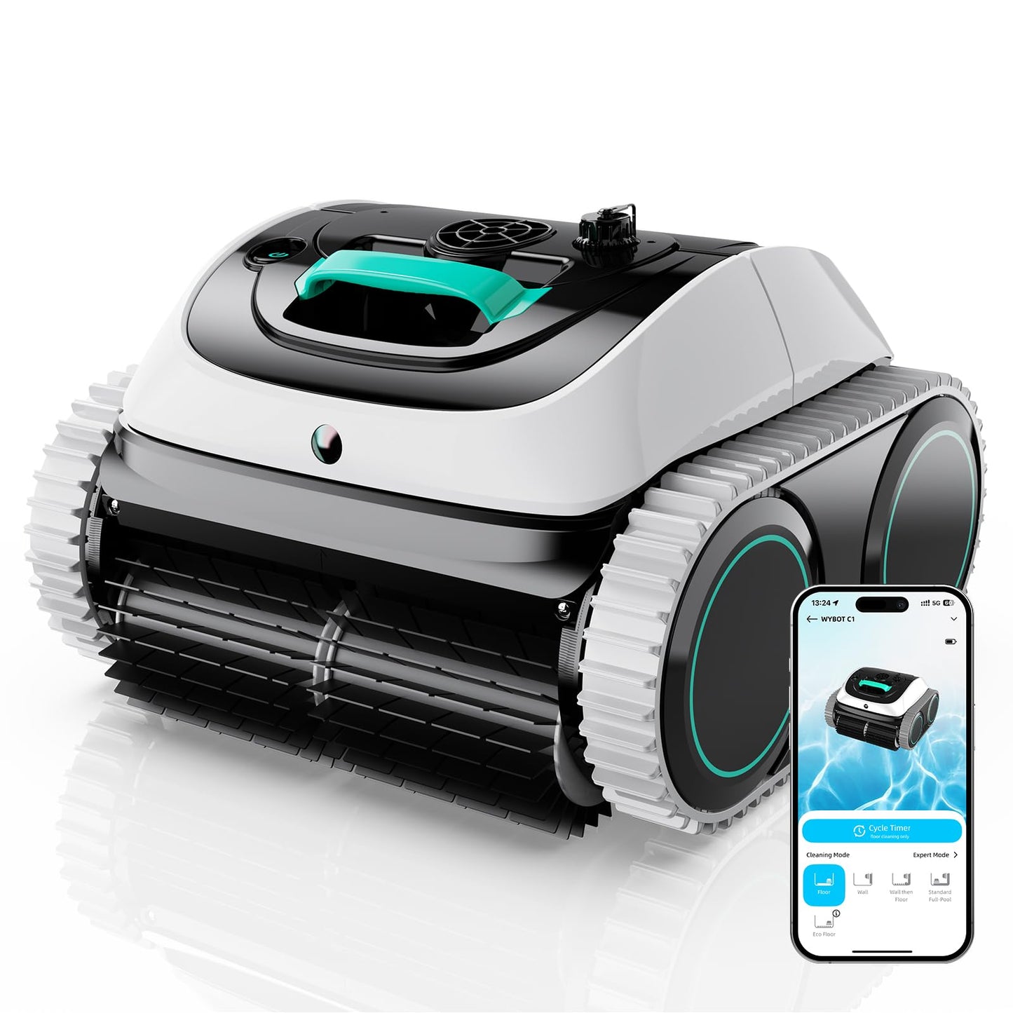 (2026 Upgrade) WYBOT C1 Pool Robot Vacuum for Inground Pools, 4-in-1 Cordless Robotic Pool Cleaner for Above Ground Pools up to 1,614 Sq.ft, Wall & Waterline Cleaning, 150-Min Runtime, APP Control